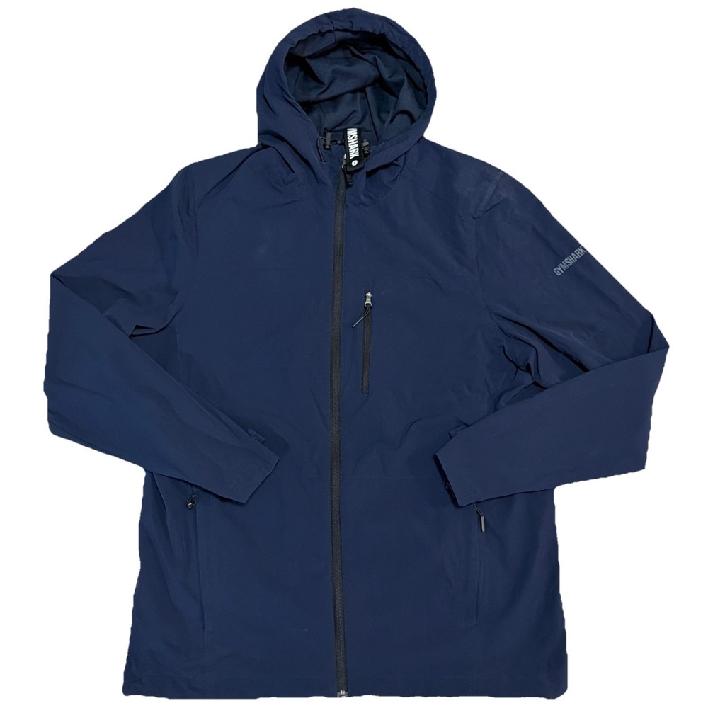 GYMSHARK‎ Jacket Atlantic Blue Men's Large Lined Hooded Mesh Nylon